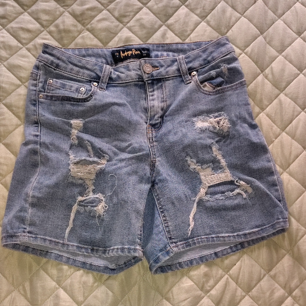 Indigo Rein Light Blue Distressed Jean Shorts